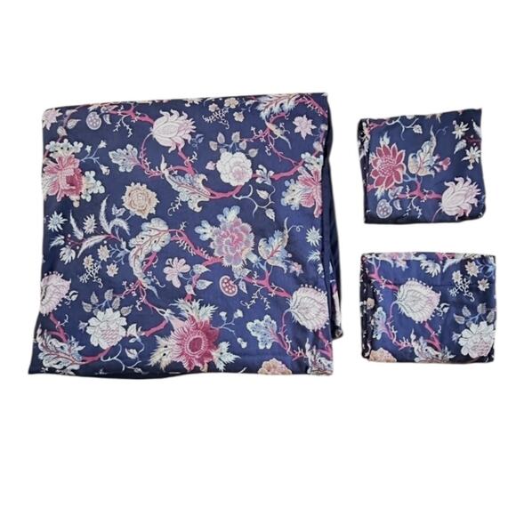 Ikea NASSELKLOCKA Full/Queen Duvet Cover & 2 Pillowcases Blue Floral - Picture 1 of 9